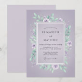 Violette Minz-Blumen-Hochzeit Einladung (Vorne/Hinten)