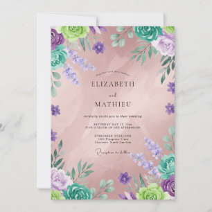 Violette Minze Wildblumenhochzeit Einladung