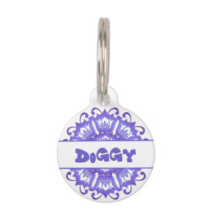 Violette mit BlumenMandala Haustiermarke
