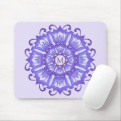 Violette mit BlumenMandala. Monogramm Mousepad (Mit Mouse)