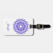 Violette mit BlumenMandala. Name Gepäckanhänger (Vorderseite horizontal)
