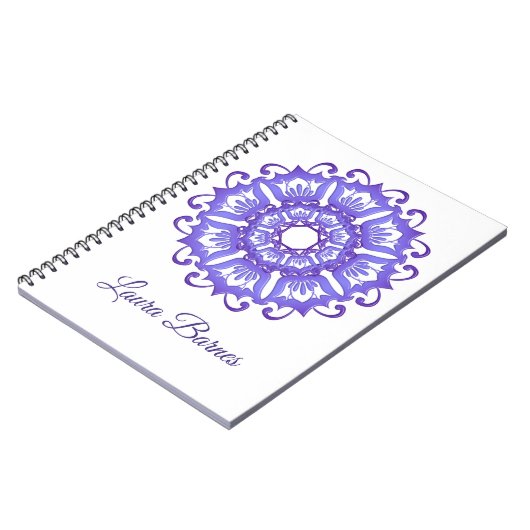 Violette mit BlumenMandala. Name Notizblock (Linke Seite)