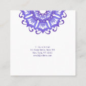 Violette mit BlumenMandala. Text Quadratische Visitenkarte (Rückseite)