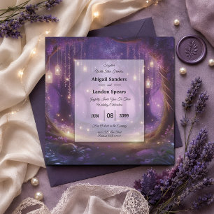 Violette Mitternachts-Verzauberte-Wald-Hochzeit Einladung