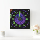 Violette Mitternachtsuhr Quadratische Wanduhr (Zuhause)
