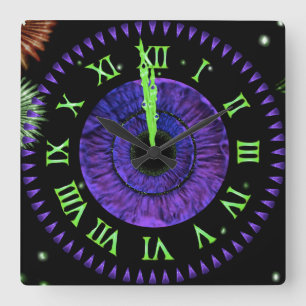 Violette Mitternachtsuhr Quadratische Wanduhr