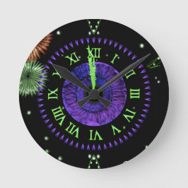 Violette Mitternachtsuhr  Runde Wanduhr