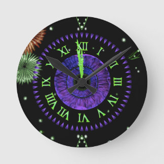 Violette Mitternachtsuhr Runde Wanduhr