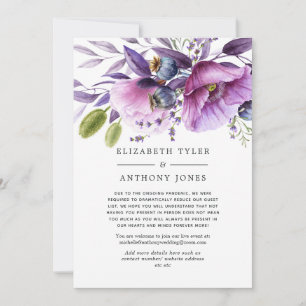 Violette Mohn-Blumen-Hochzeit Reduzierte Gästelist Ankündigung