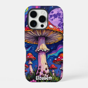 Violette mondbeschienene Pilze iPhone 16 Pro Hülle