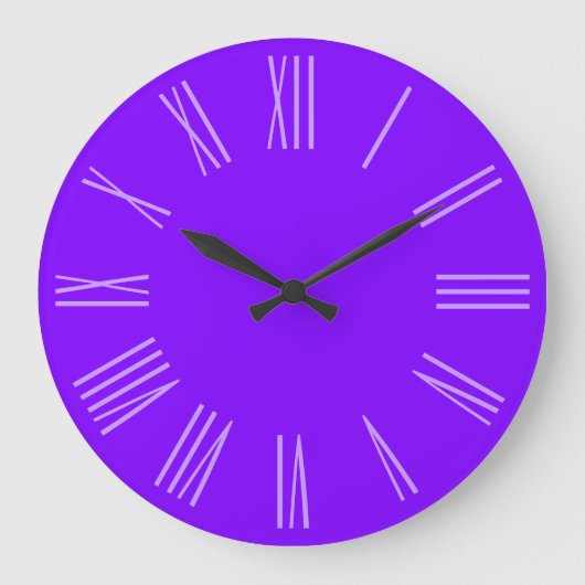 Violette monotone römische Ziffern Große Wanduhr (Vorderseite)