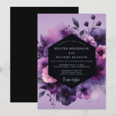 Violette Moody-Anemone-Hochzeit Einladung (Vorne/Hinten)