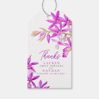 Violette Orchideen-Aquarell-Botanik-Hochzeit-Danke Geschenkanhänger