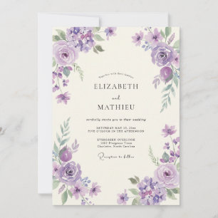 Violette Orchideen-Aquarell-Hochzeit Einladung