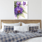 Violette Orchideen-Botanik Leinwanddruck (Insitu (Schlafzimmer))