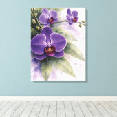 Violette Orchideen-Botanik Leinwanddruck (Insitu (Holzboden))