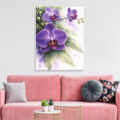 Violette Orchideen-Botanik Leinwanddruck (Insitu (Wohnzimmer))