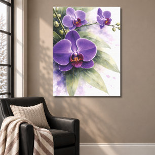 Violette Orchideen-Botanik Leinwanddruck