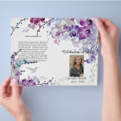 Violette Orchideen Kolibri Trauerprogramm Flyer (Hand)