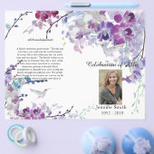 Violette Orchideen Kolibri Trauerprogramm Flyer (Einzeln)