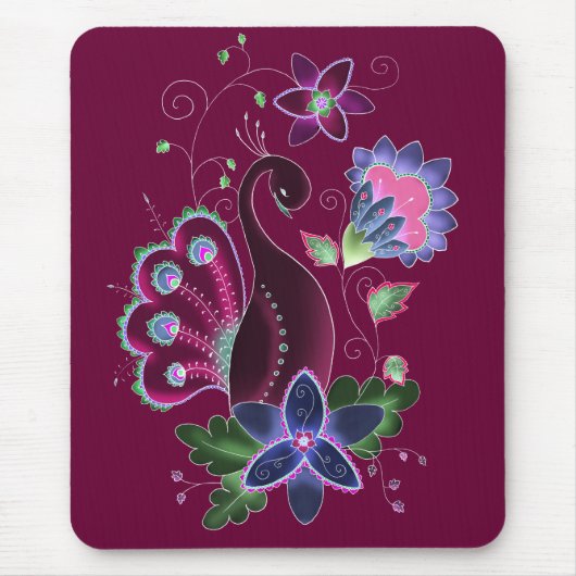 Violette Pfau-Mausunterlage Mousepad (Vorne)