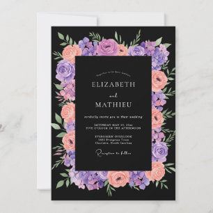 Violette Pfingstrosen-Eukalyptus-Hochzeit Einladung