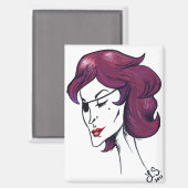 Violette Piraten-Lady Lila Haar Frau Zeichnung Kun Magnet (Vorderseite/Rückseite)