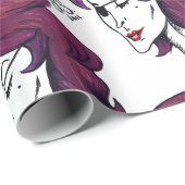 Violette Piratenlady Purpurhaar-Frau Zeichnung Kun Geschenkpapier (Rolleneckpunkt)