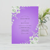 Violette Ranunculus-Eukalyptus-Hochzeit Einladung (Stehend Vorderseite)