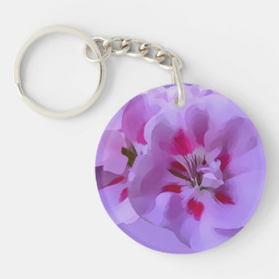 Violette rosa abstrakte Hibiskusblüte Schlüsselanhänger