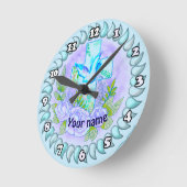 Violette Rose Christliche Kreuzung Runde Wanduhr (Winkel)