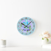 Violette Rose Christliche Kreuzung Runde Wanduhr (Zuhause)