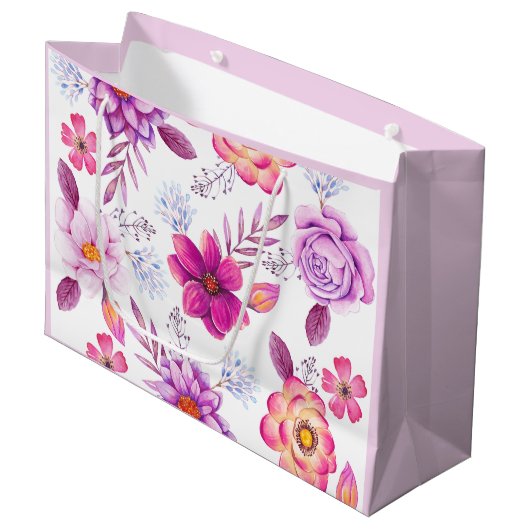 Violette Rose Große Geschenktüte (Vorderseite Schrägansicht)