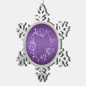 Violette Rose Schneeflocken Zinn-Ornament (Rechts)