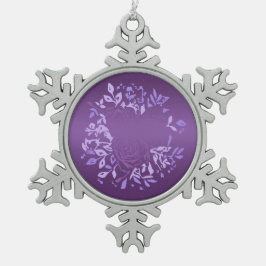 Violette Rose Schneeflocken Zinn-Ornament