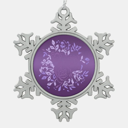 Violette Rose Schneeflocken Zinn-Ornament (Vorderseite)
