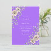 Violette Rosenhochzeit Einladung (Stehend Vorderseite)