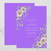Violette Rosenhochzeit Einladung (Vorne/Hinten)