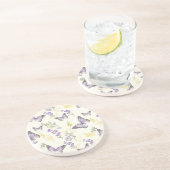 Violette Schmetterlinge Lavendel Blüten Getränkeuntersetzer (Seite)