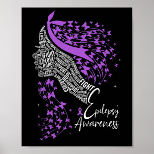 Violette Schmetterlings-Epilepsie-Bewusstsein  Poster