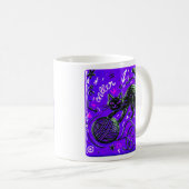 Violette schwarze Katze Kaffeetasse (VorderseiteRechts)