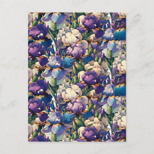 Violette Schwertlilien-Blumen Blumengarten Garten Postkarte