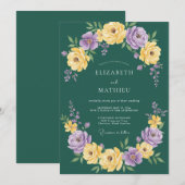 Violette Senfmalerei-Hochzeit Einladung (Vorne/Hinten)