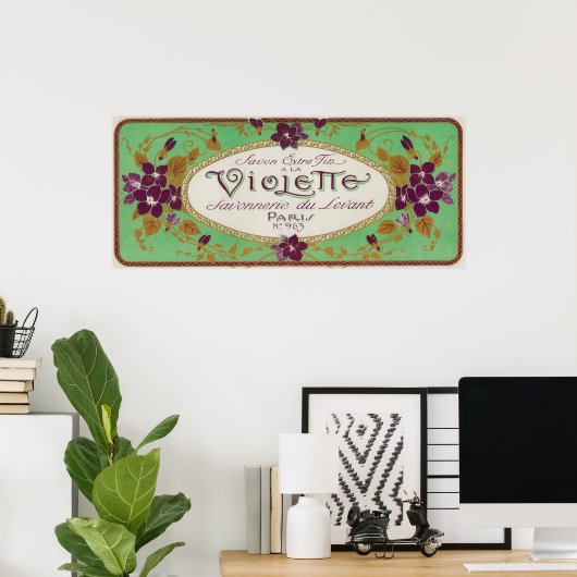 Violette Soap LabelParis, Frankreich Poster (Heimbüro)