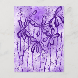 violette Spritzer und Lilien Postkarte