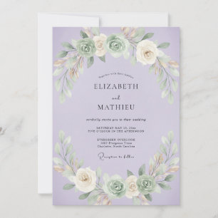Violette Sukkulenten-Blatt-Hochzeit Einladung