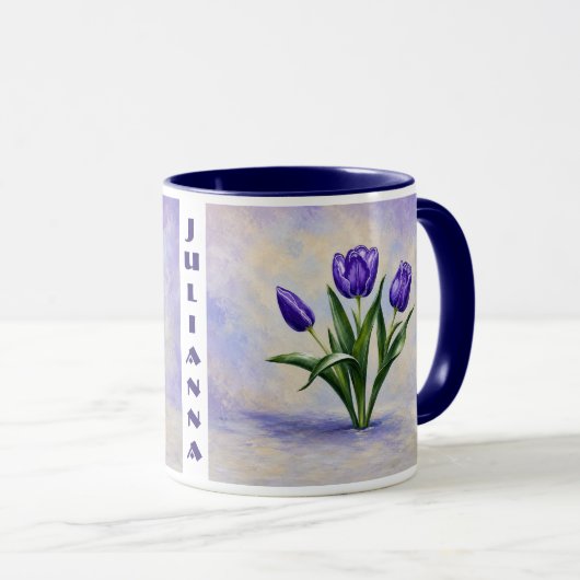 Violette Tulpen-Kombination Tasse (VorderseiteRechts)