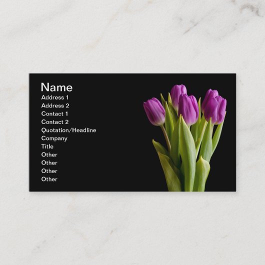 Violette Tulpen Visitenkarte (Vorderseite)