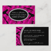 Violette u. schwarze Friseursalon-Werkzeuge Visitenkarte (Vorne/Hinten)