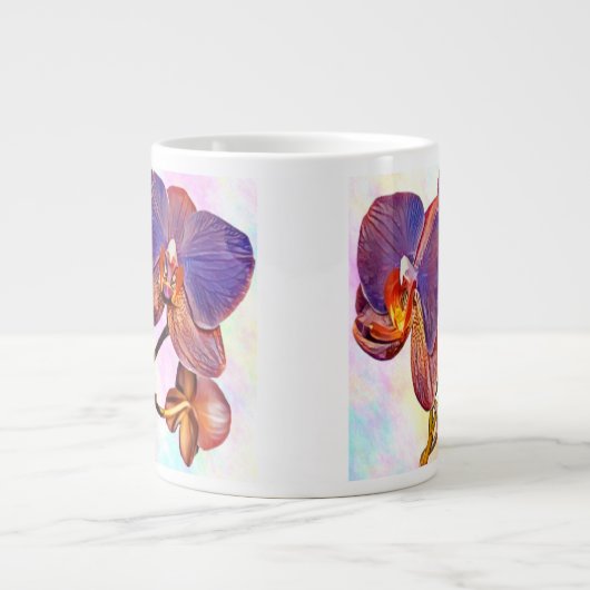 Violette und bernsteinfarbene Orchidee Jumbo-Tasse (Vorderseite)